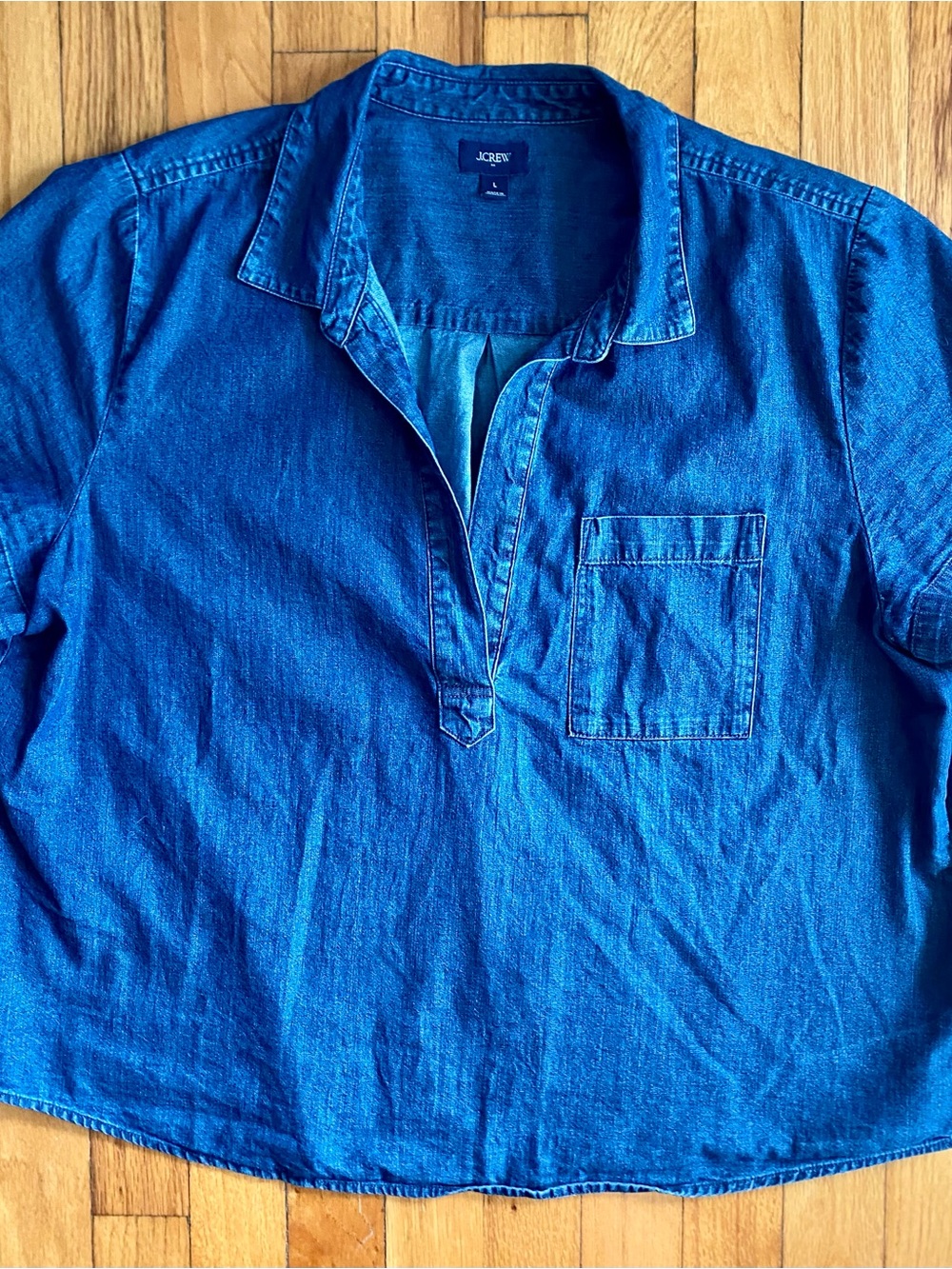 J. Crew Women's Indigo Blue Denim Popover Button-Down Shirt